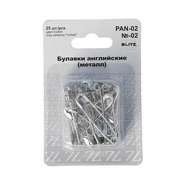 Булавки Blitz PAN-02 №02 36мм английские 25шт
