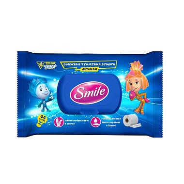 Влажная туалетная бумага Smile Фиксики 44шт с клапаном