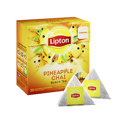 Чай черный Липтон 20п*1,8г Лимон/Ананас/Черный перец пирамидки
