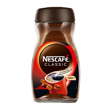 Кофе растворимый Nescafe Classic 190г с добавлением молотого