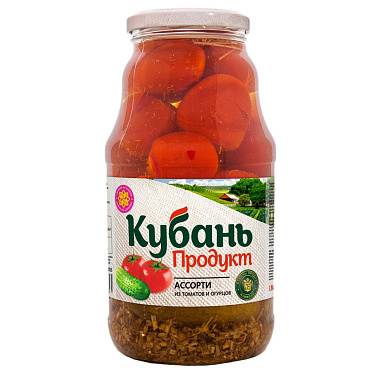 Ассорти Кубань продукт из томатов и огурцов маринованное 1,8кг