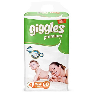 Подгузники Giggles Макси 7-18кг 60шт Турция