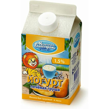 БЗМЖ Йогурт Молочная Благодать 1,5% 0,5кг Печеная груша