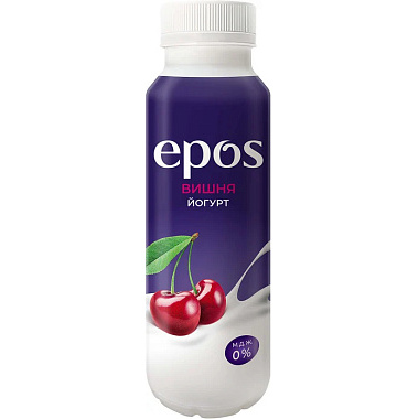 БЗМЖ Йогурт Epos питьевой обезжиренный 250г с вишней
