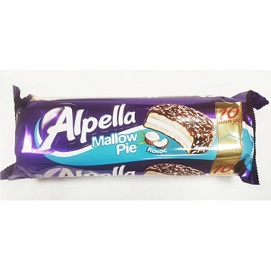 Печенье сэндвич Alpella 300г в шоколадной глазури Кокос