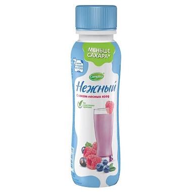 БЗМЖ Напиток йогуртный Нежный 0,1% 285г с соком лесных ягод