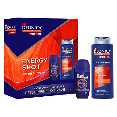 Подарочный набор Deonica For Men Energy shot гель для душа + антиперспирант ролик