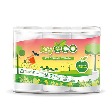 Туалетная бумага Joy Eco 2 слоя 12 рулонов белая