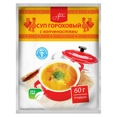 Суп б/п АВС 60г гороховый с копченостями