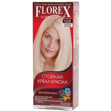 Крем-краска для волос Florex Super Кератин тон 12.0 Ультра-блонд 146г