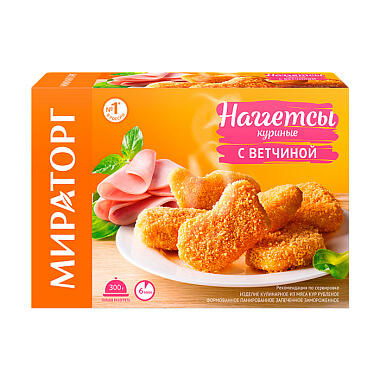 Наггетсы куриные Мираторг 300г с ветчиной