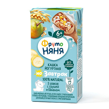 Кашка ФрутоНяня Йогуртная 200г 5 злаков Груша-Банан