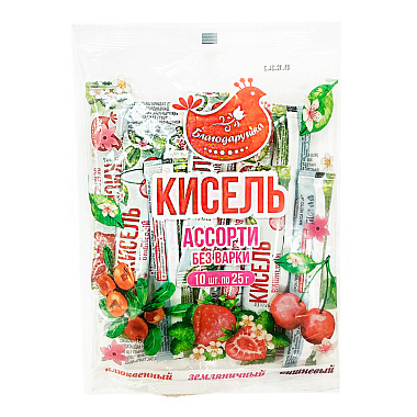Кисель Благодарушка Ассорти клюквенный/земляничный/вишневый 25г x 10шт