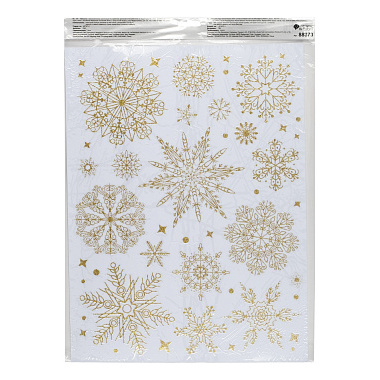 Новогоднее оконное украшение Золотые узоры 40x30x0,4см