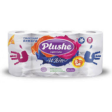 Туалетная бумага Plushe Light Color 2 слоя 8 рулонов