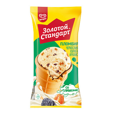 БЗМЖ Мороженое Золотой стандарт стакан 92г пломбир чернослив-курага-арахис
