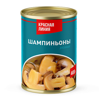 Грибы Шампиньоны Красная Линия 400г резаные
