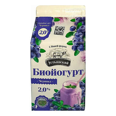 БЗМЖ Биойогурт Устьянская МК фруктовый 2,0% 450мл Клубника/Черника