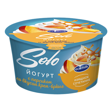 Йогурт Экомилк Solo с персиком и со вкусом крем-брюле 5% 130г