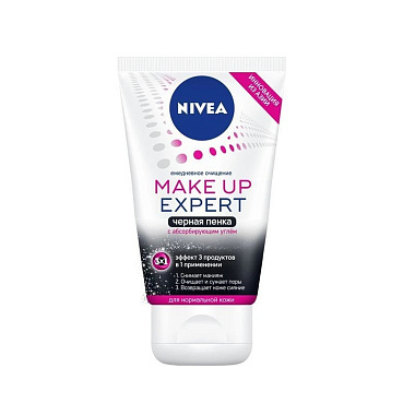 Пенка для умывания Nivea 100мл 3в1 Черная для нормальной кожи