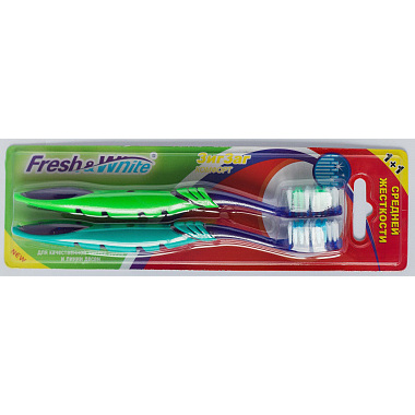 Зубная щетка Fresh&White 1+1 Зигзаг Комфорт средней жесткости