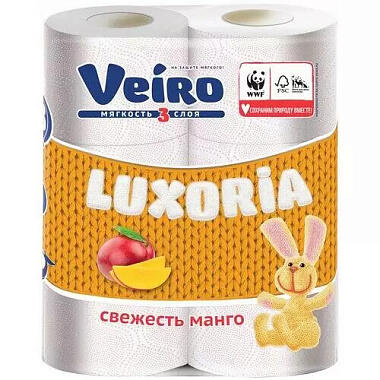 Туалетная бумага Veiro Luxoria 3 слоя 6 рулонов