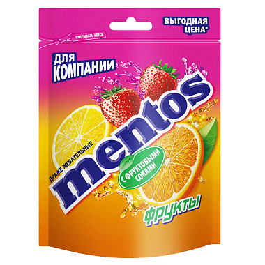 Драже жевательные Mentos Фрукты 95г