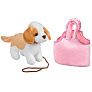 Собачка в розовой сумке Bondibon Милота с ошейником и поводком 20см