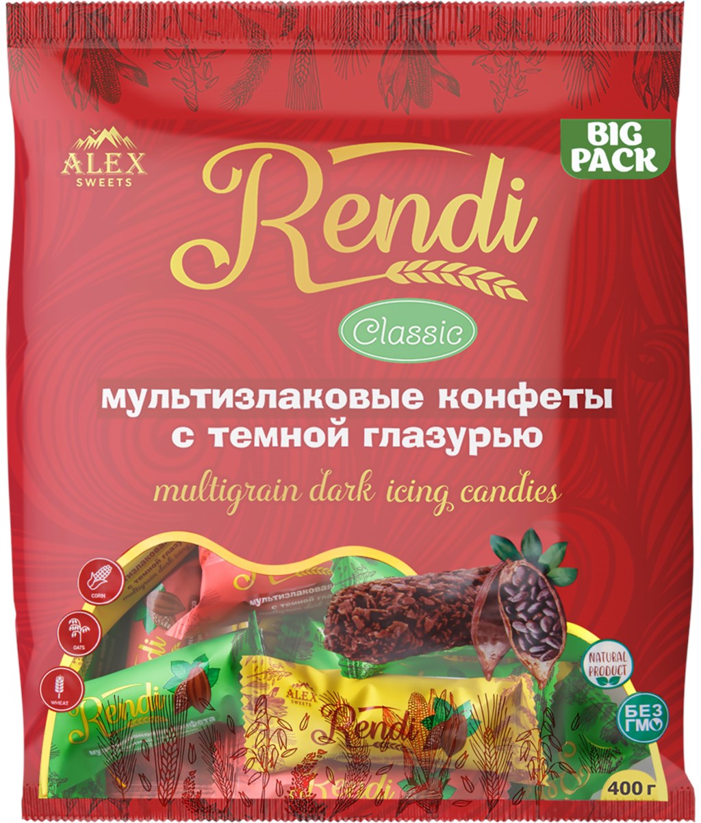 Конфета Мультизлаковая Rendi с темной глазурью 400г купить в магазине ...