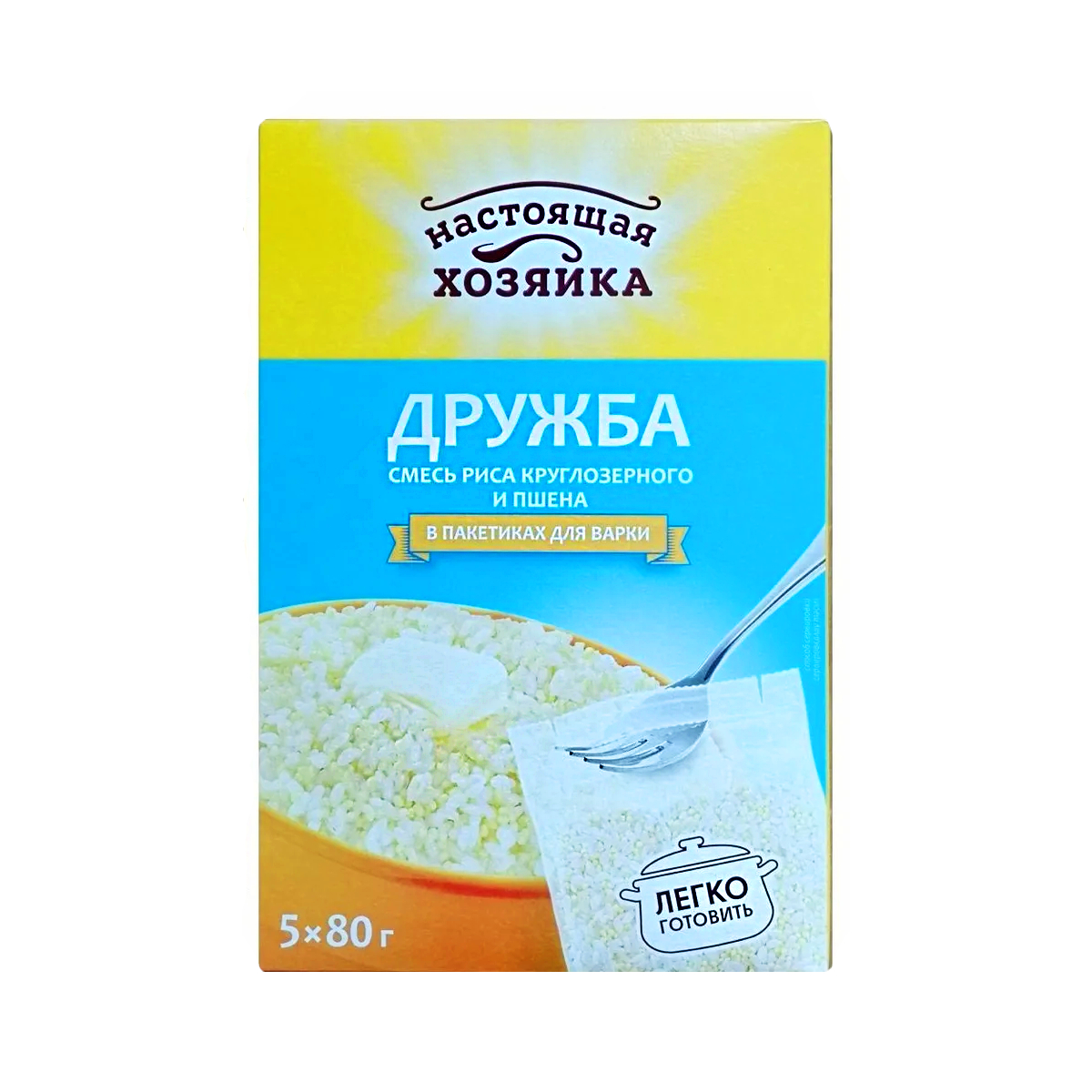 Смесь круп Дружба Настоящая Хозяйка рис-пшено 5x80г в пакетиках для варки  купить в магазине Доброцен