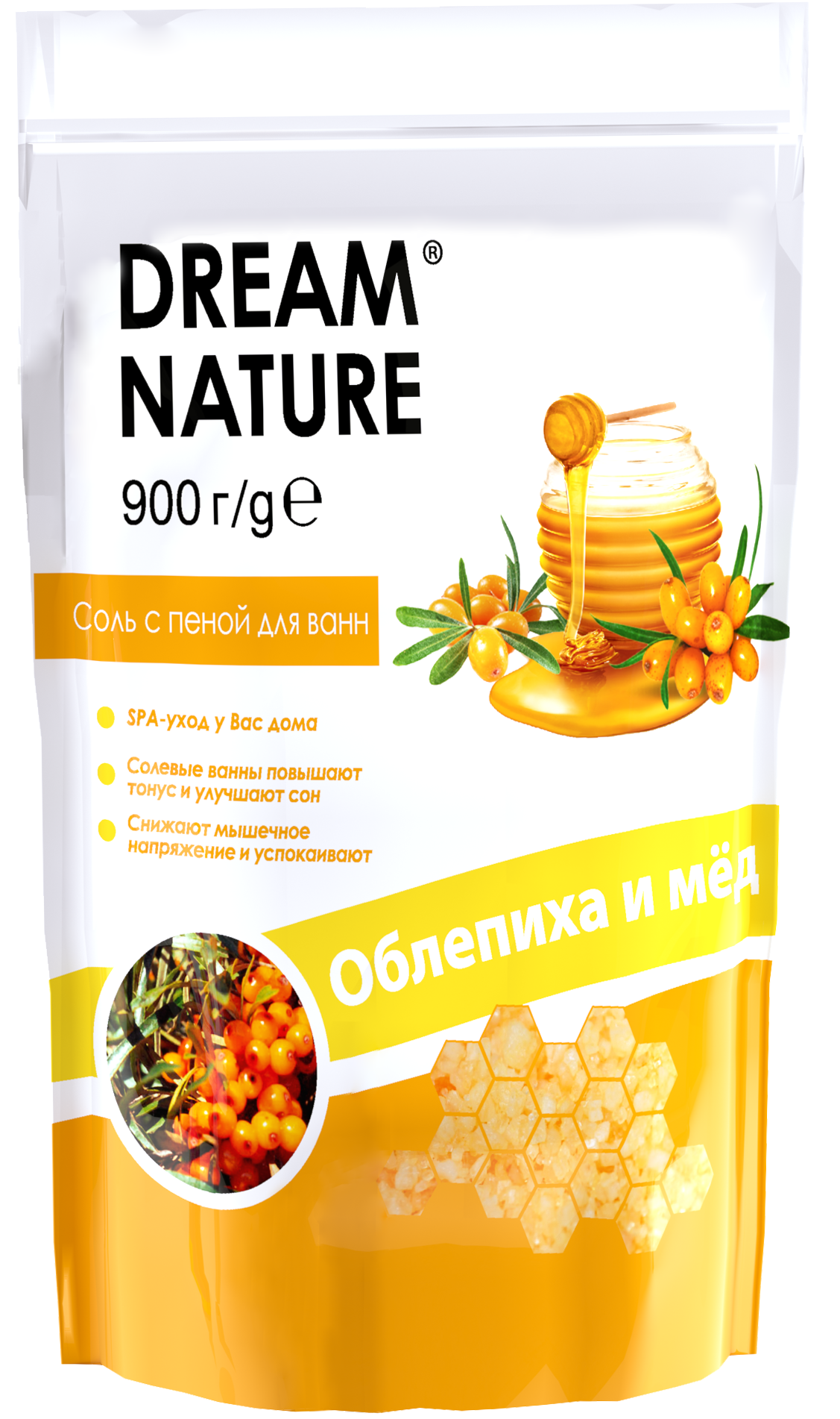 Соль с пеной для ванн Drean Nature 900г Облепиха и мед/Валериана и  пустырник/Хвойный концентрат купить в магазине Доброцен